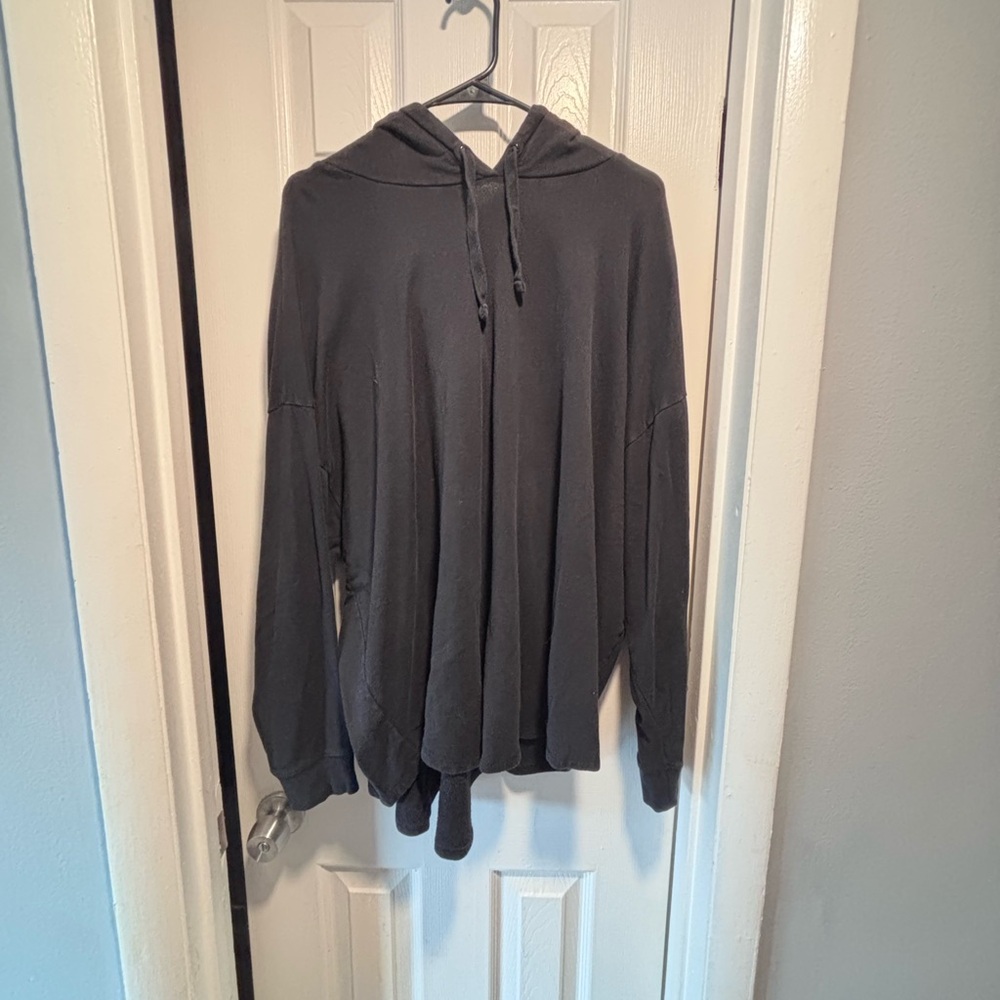 Black Hooded Jacket with Relaxed Fit and Classic Design